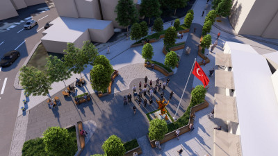 Kemerburgaz Meydanı'nda yenileme çalışmaları devam ediyor